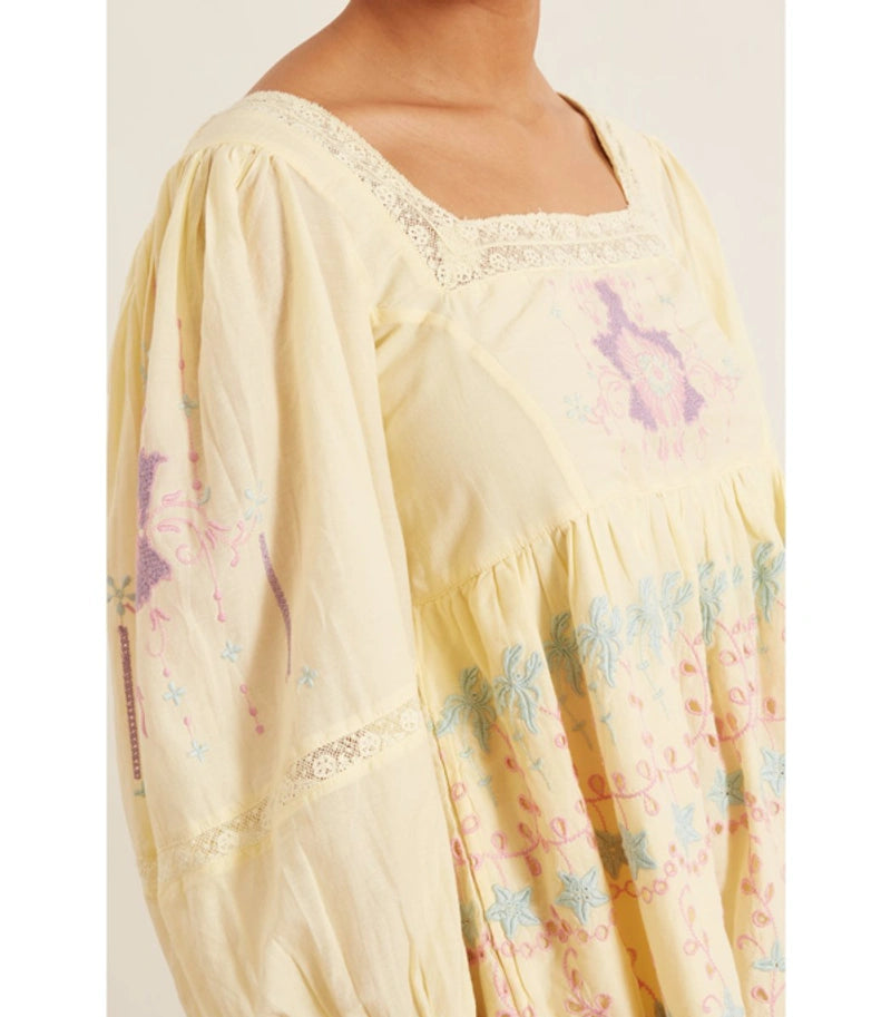 LOVE SHACK FANCY Yellow/Pnk/Blue Dress Cotton
