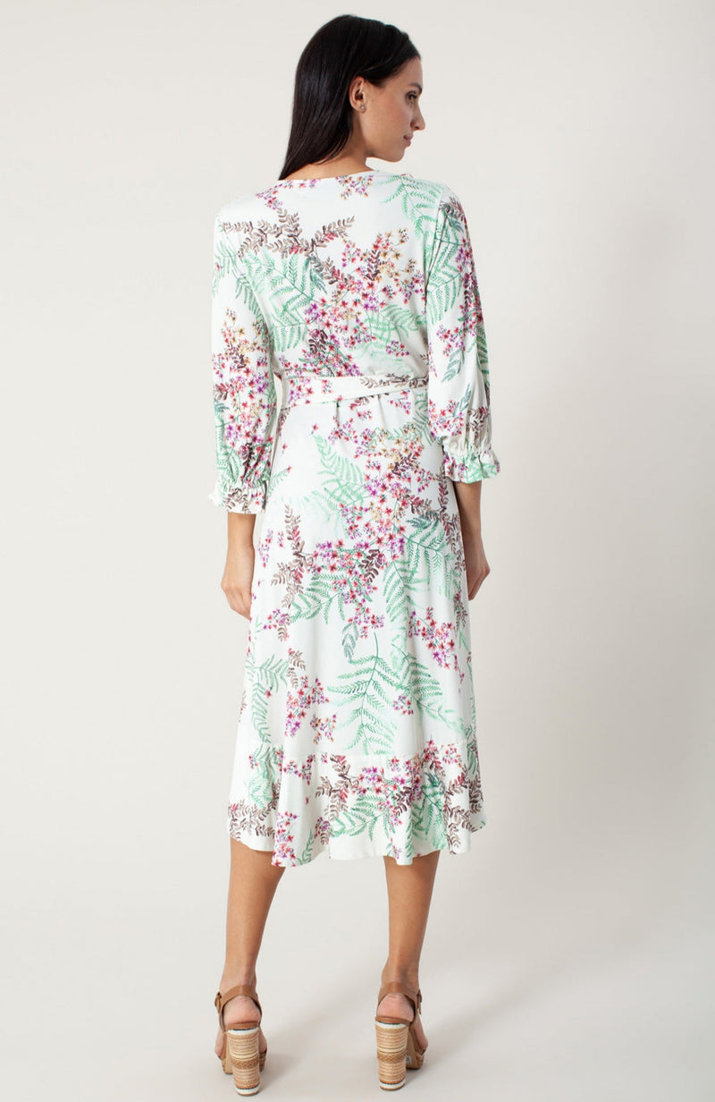 HALE BOB Cream Dress w/ Floral Print Wrap Dress Size XL