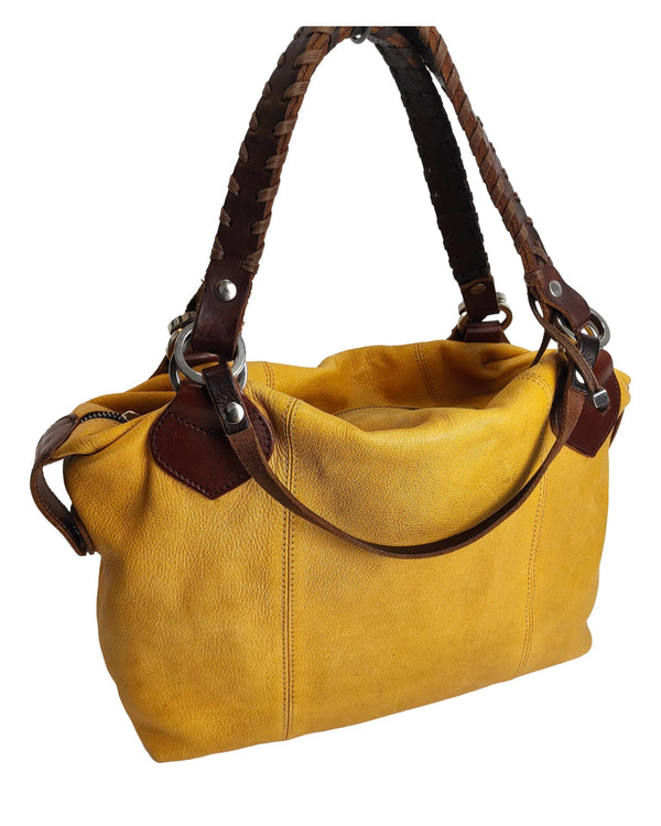 PAURIC SWEENEY Mustard/ Tan Trim Handle Bag