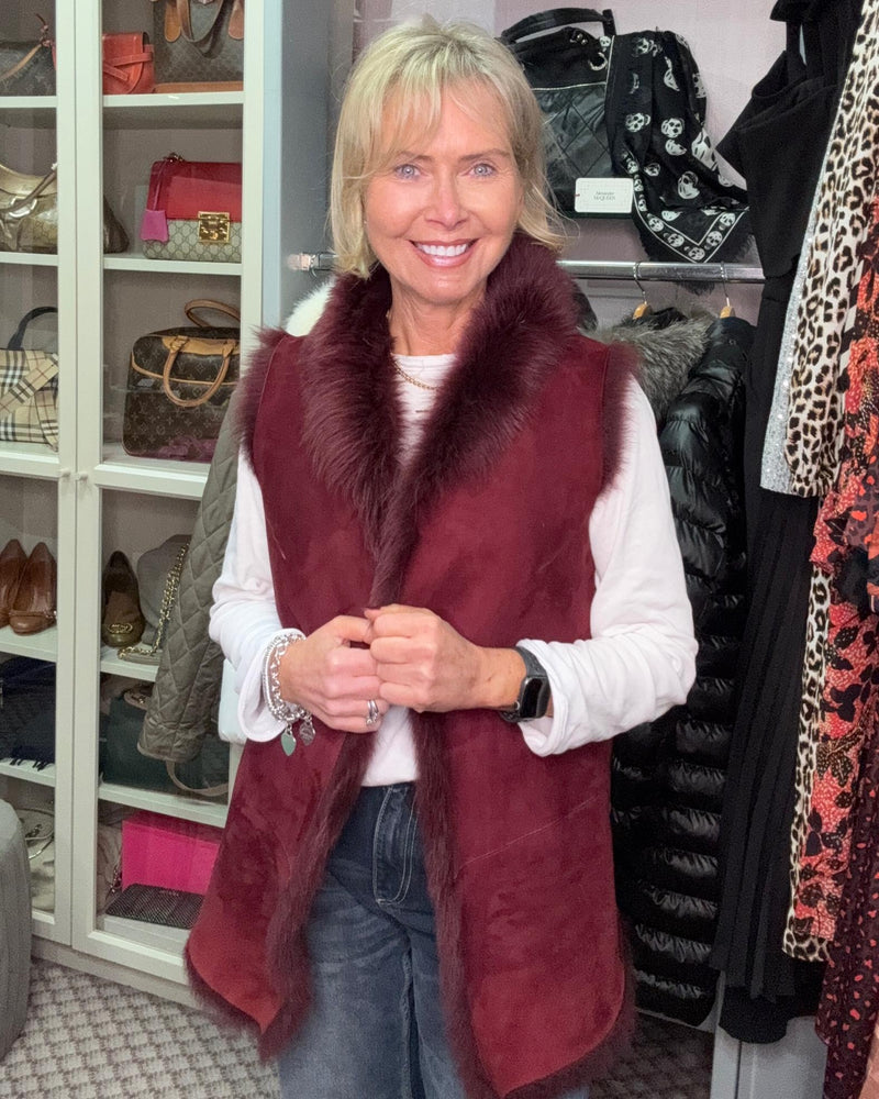 WHISTLES Sheepskin Reversible Gilet Size S/M