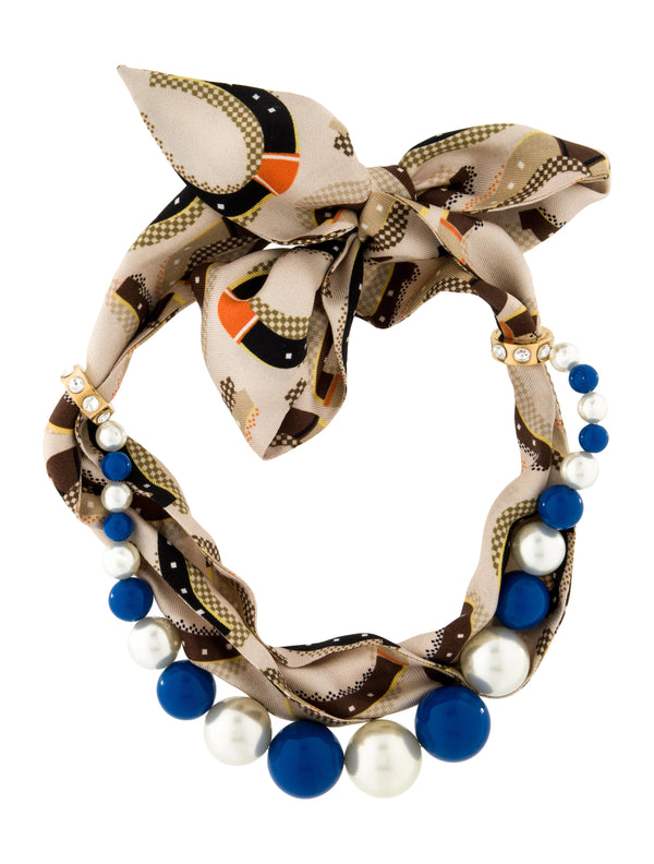 MIU MIU Bead & Silk Ribbon Multi Strand Necklace