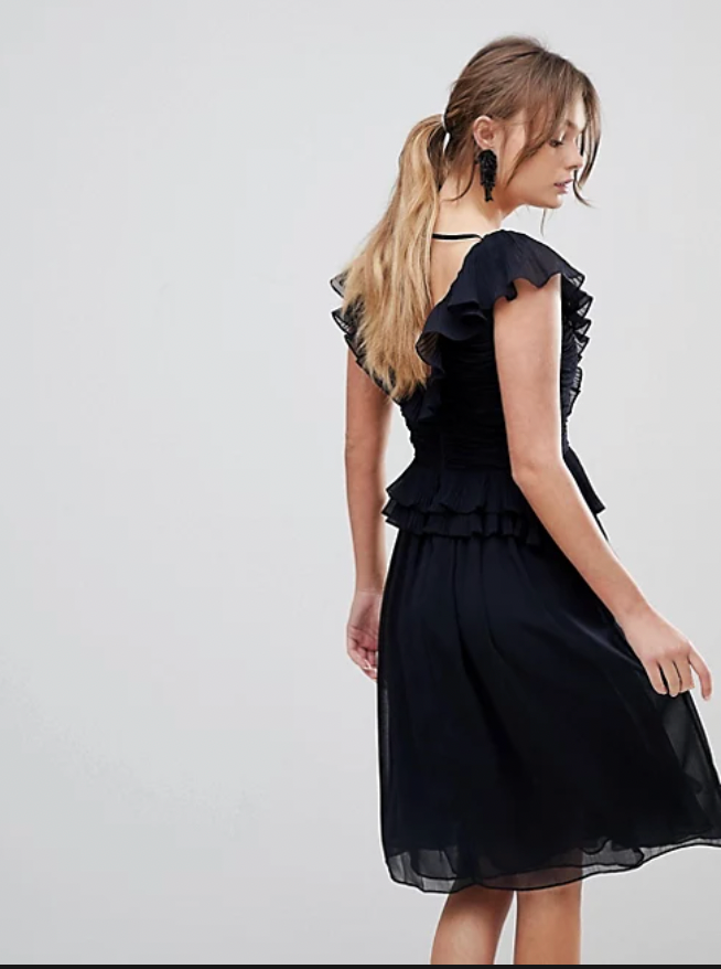 REISS Navy Frill Dress UK 8