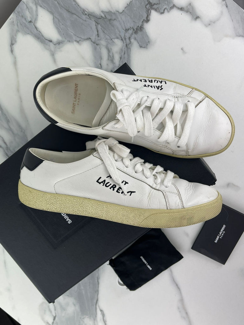 SAINT LAURENT Embroidered-Logo Sneakers Size 5 UK