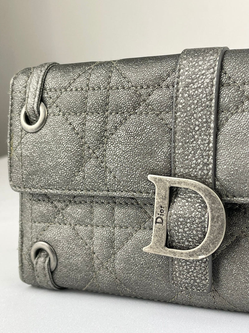 DIOR Cannage Metallic Leather Wallet