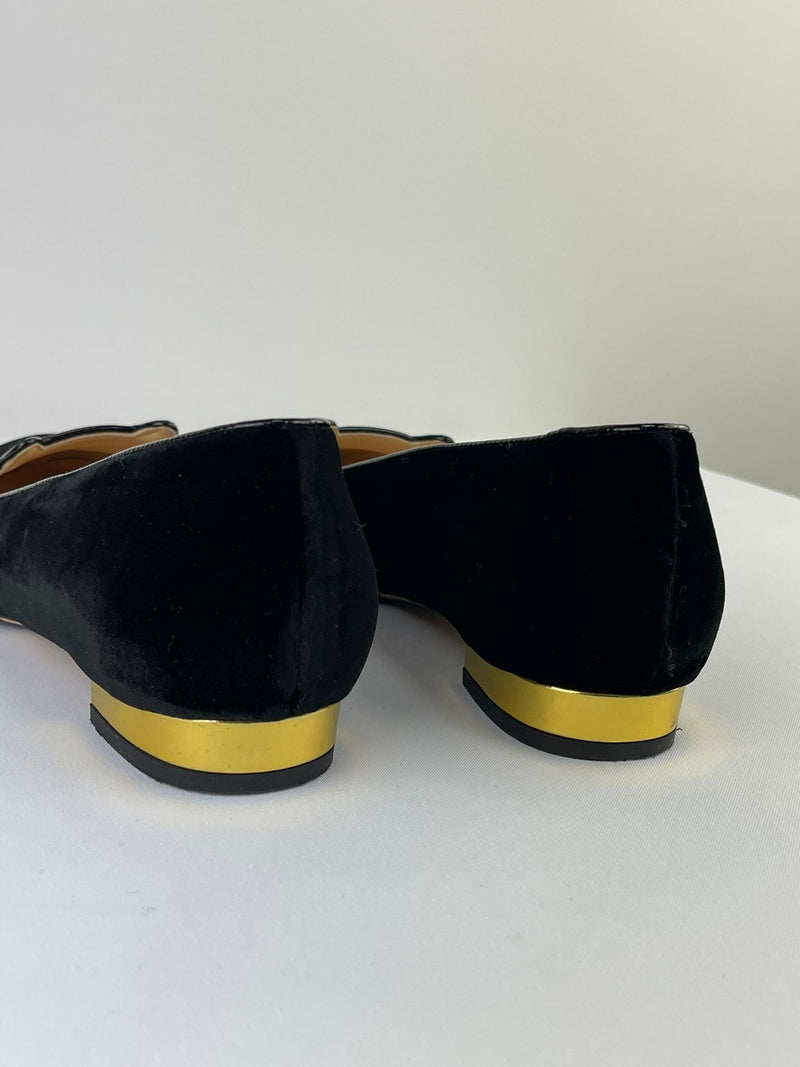 CHARLOTTE OLYMPIA Kitty Embroidered Flats Size 7 UK