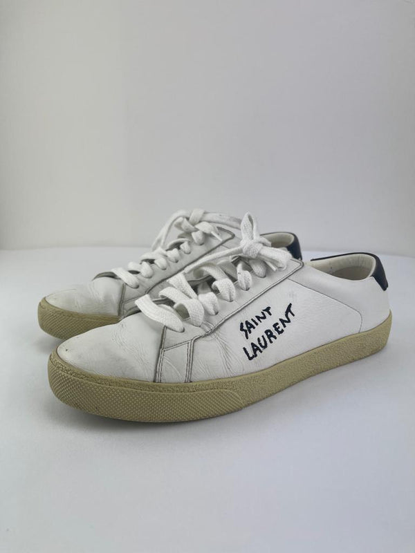 SAINT LAURENT Embroidered-Logo Sneakers Size 5 UK