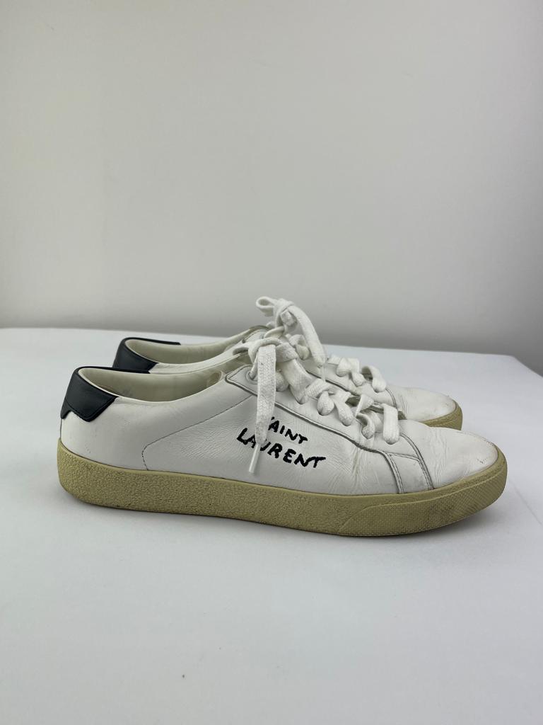 SAINT LAURENT Embroidered-Logo Sneakers Size 5 UK