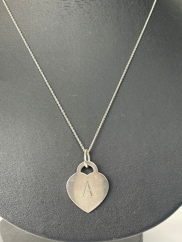 TIFFANY & CO. Alphabet Heart Tag Letter 'A' Pendant Necklace