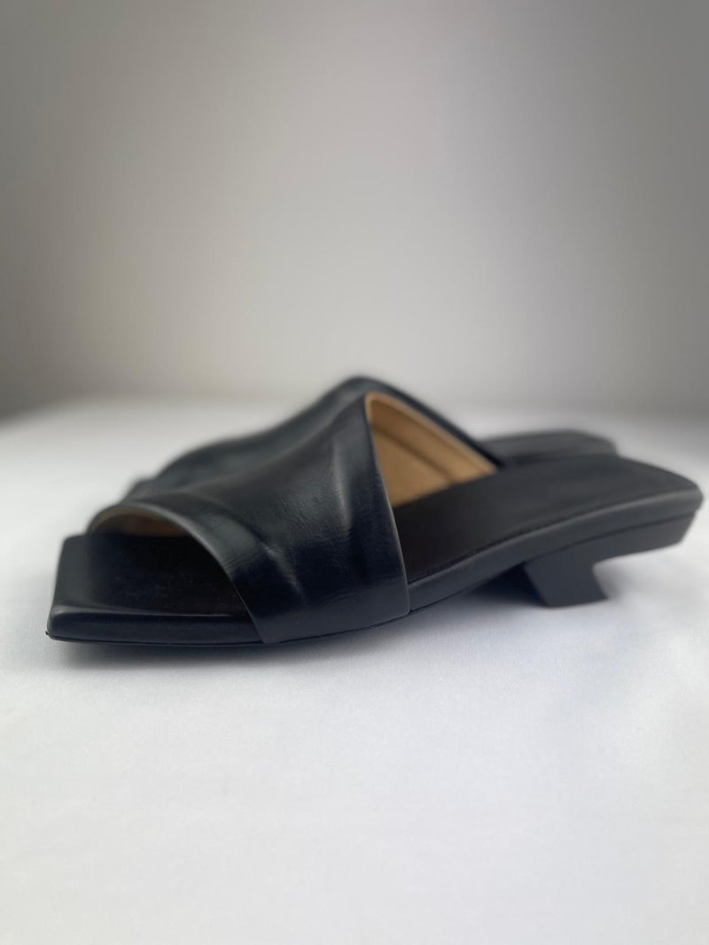 MARSÈLL Black Scalino Asymmetric Leather Mules Size UK 7