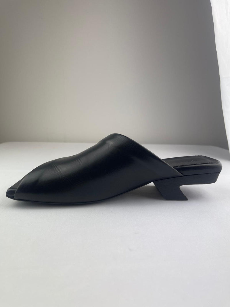 MARSÈLL Black Scalino Asymmetric Leather Mules Size UK 7