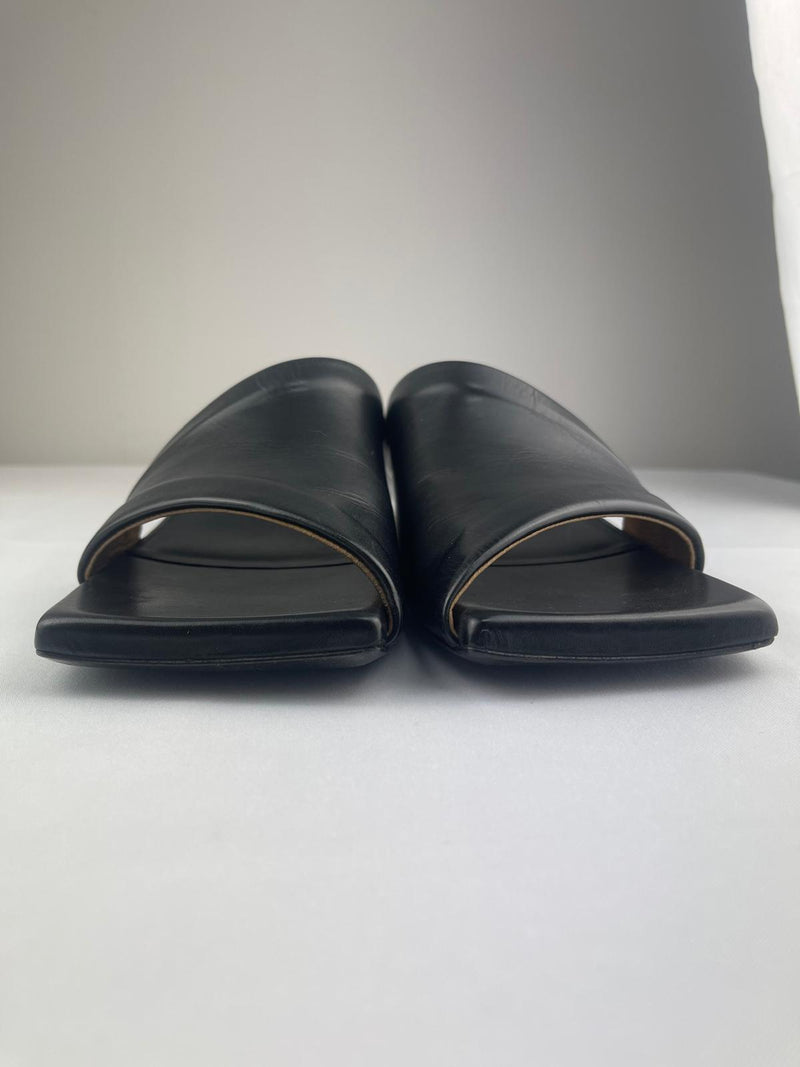 MARSÈLL Black Scalino Asymmetric Leather Mules Size UK 7