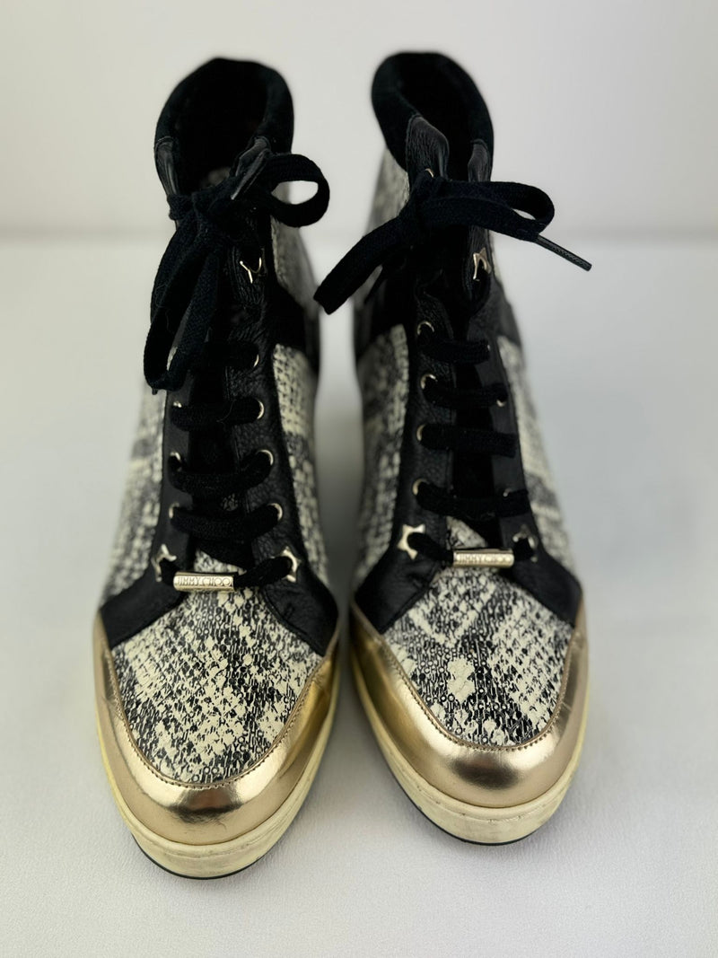 JIMMY CHOO Snakeskin Sneaker Wedges Size UK 8