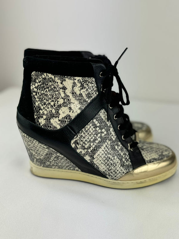 JIMMY CHOO Snakeskin Sneaker Wedges Size UK 8