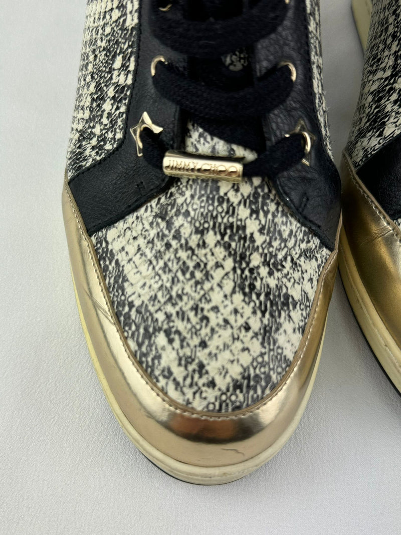 JIMMY CHOO Snakeskin Sneaker Wedges Size UK 8