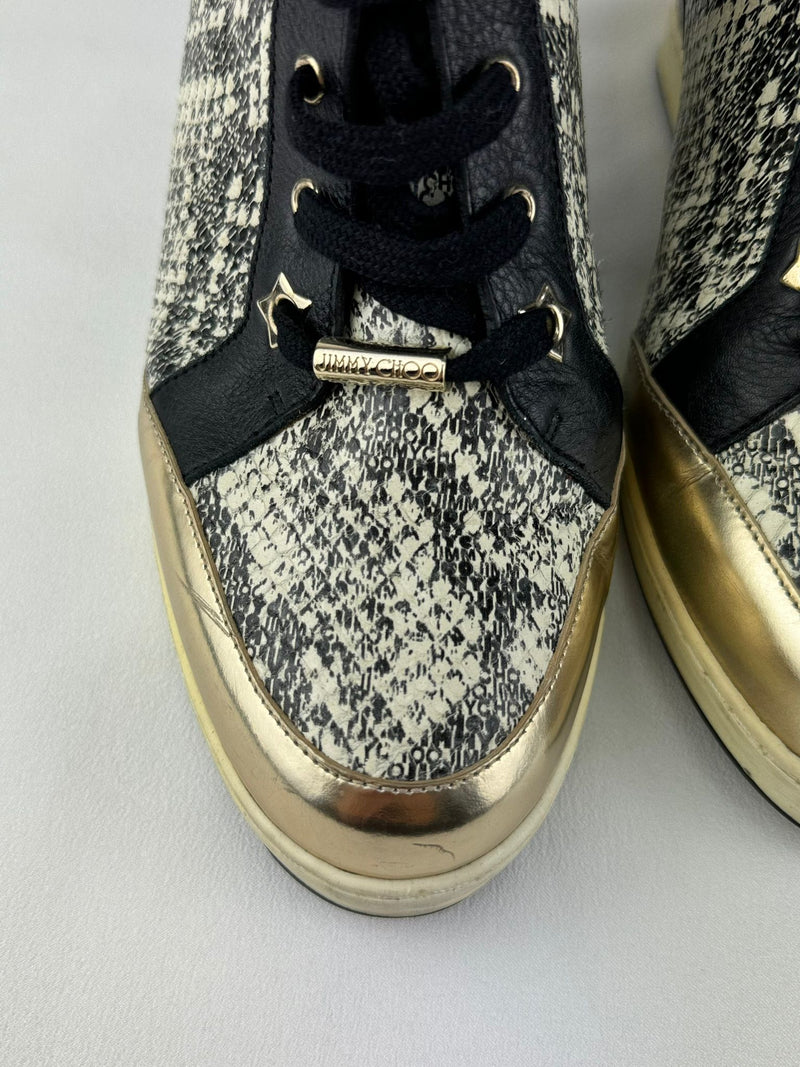 JIMMY CHOO Snakeskin Sneaker Wedges Size UK 8