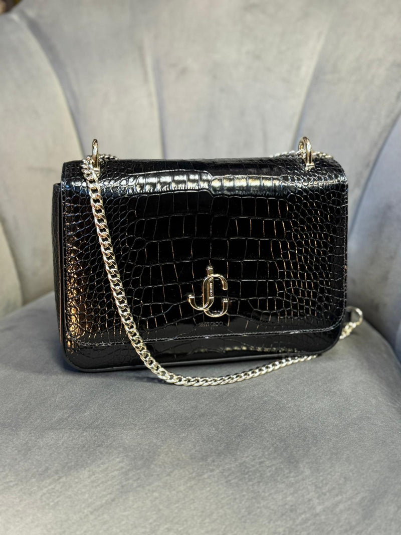 JIMMY CHOO Croc Embossed Crossbody Bag