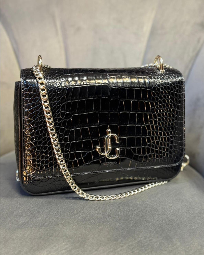 JIMMY CHOO Croc Embossed Crossbody Bag