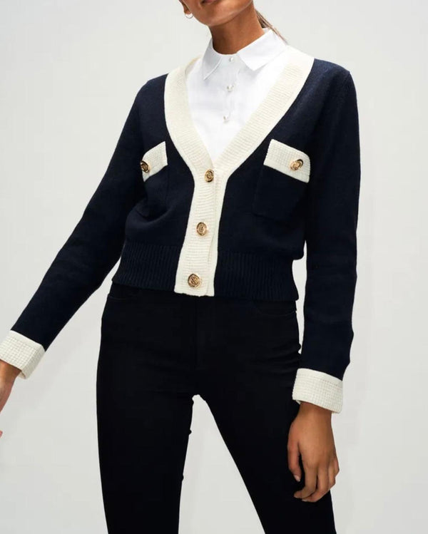 CLAUDIE PIERLOT Navy/Cream Cardigan Size M