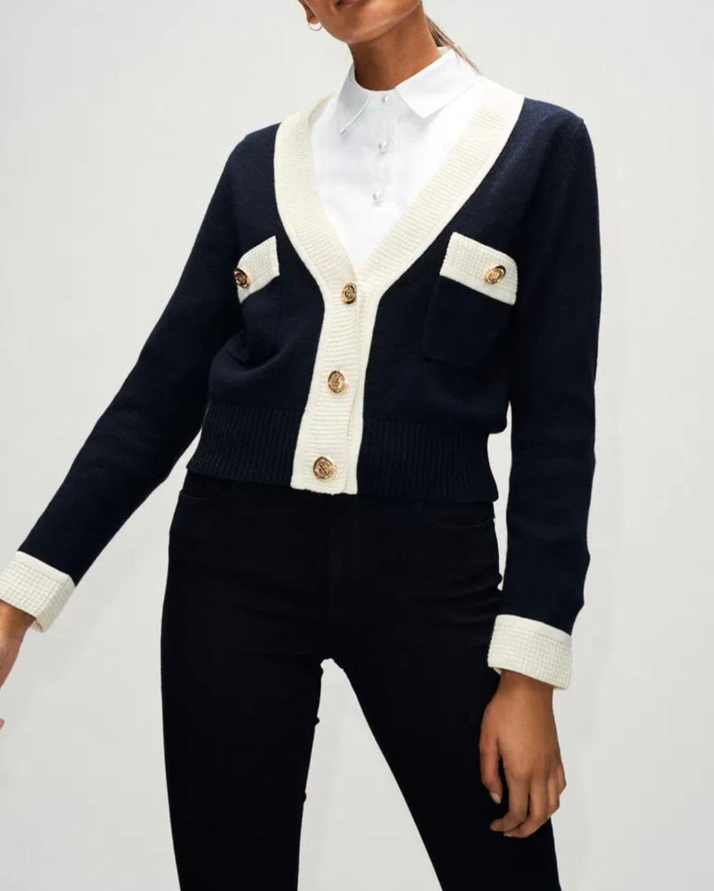 CLAUDIE PIERLOT Navy/Cream Cardigan Size M