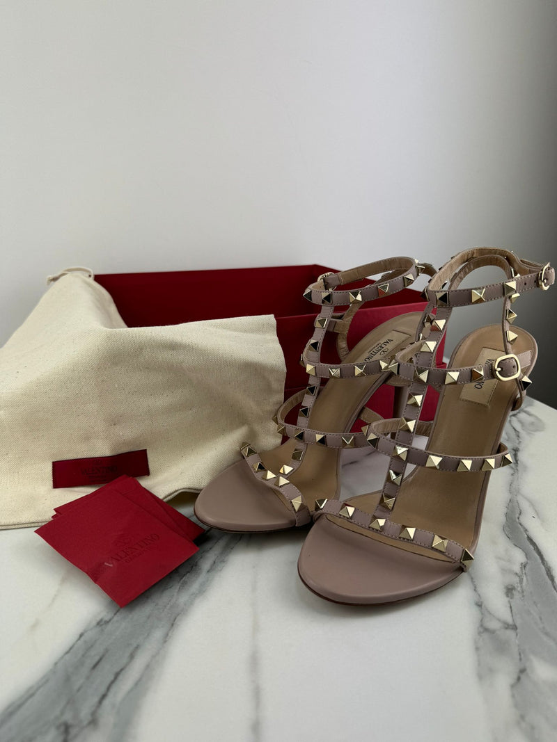 VALENTINO GARAVANI Rockstud Ankle-Strap Sandals Size UK 6