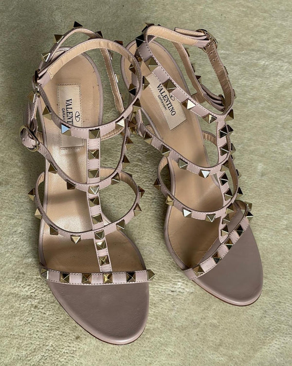 VALENTINO GARAVANI Rockstud Ankle-Strap Sandals Size UK 6