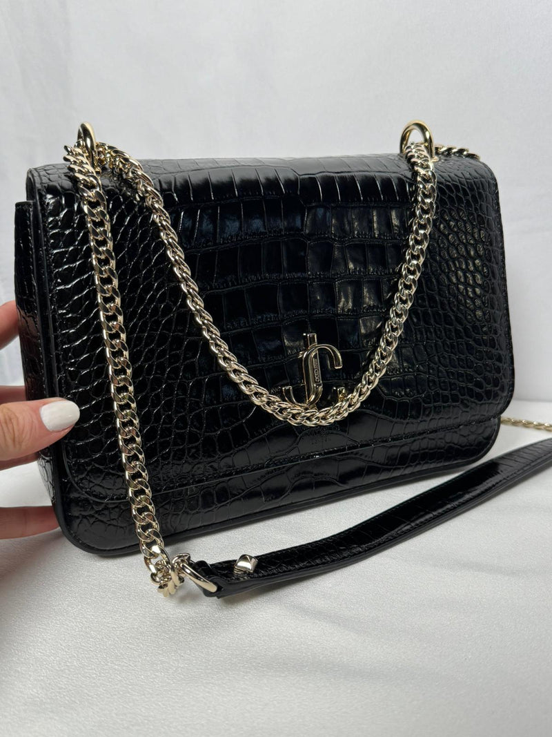 JIMMY CHOO Croc Embossed Crossbody Bag