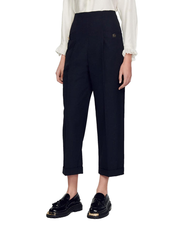 SANDRO High-Waisted Trousers Size M