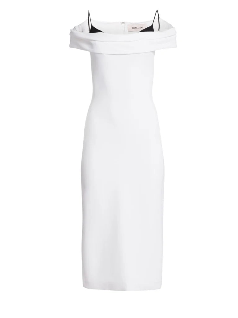 CUSHNIE Off-The-Shoulder Midi Dress Size M