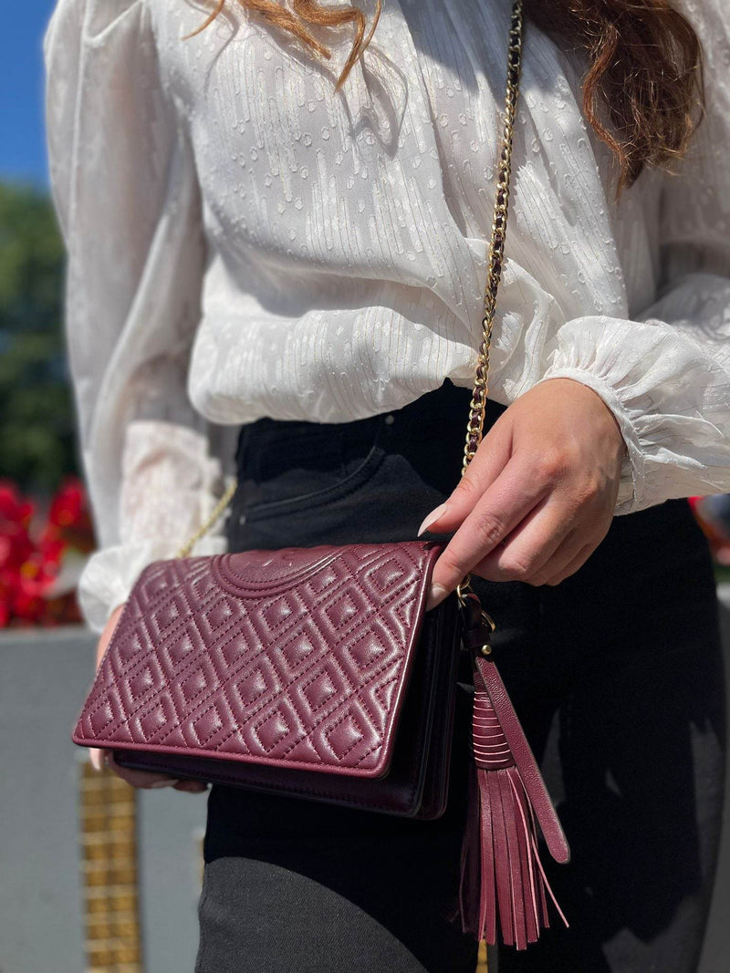 TORY BURCH Oxblood Quilted Bag Crossbody