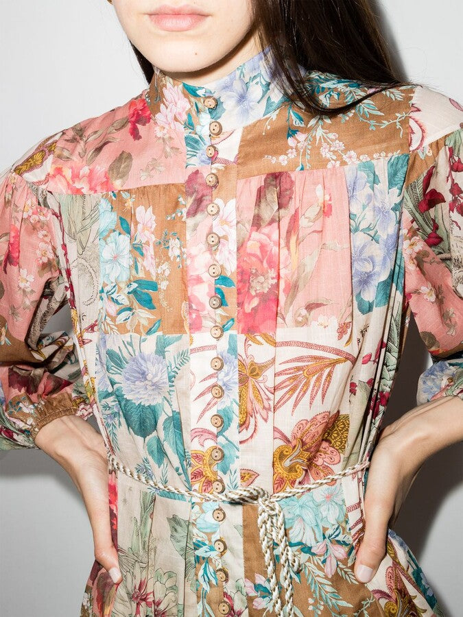 Zimmermann Floral Patchwork Mini Dress Size XS