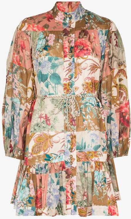 Zimmermann Floral Patchwork Mini Dress Size XS