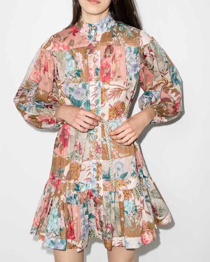 Zimmermann Floral Patchwork Mini Dress Size XS
