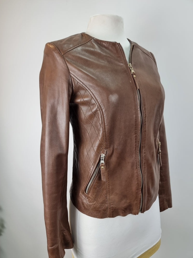 MASSIMO DUTTI Brown Leather Jacket
