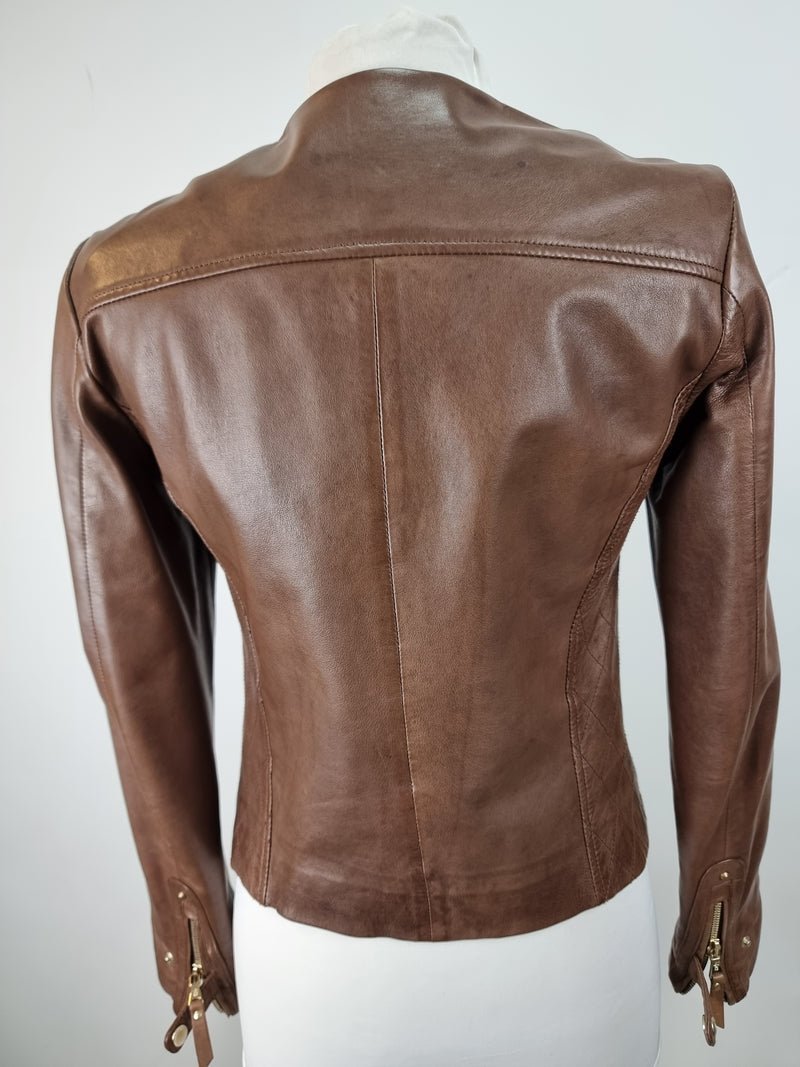 MASSIMO DUTTI Brown Leather Jacket