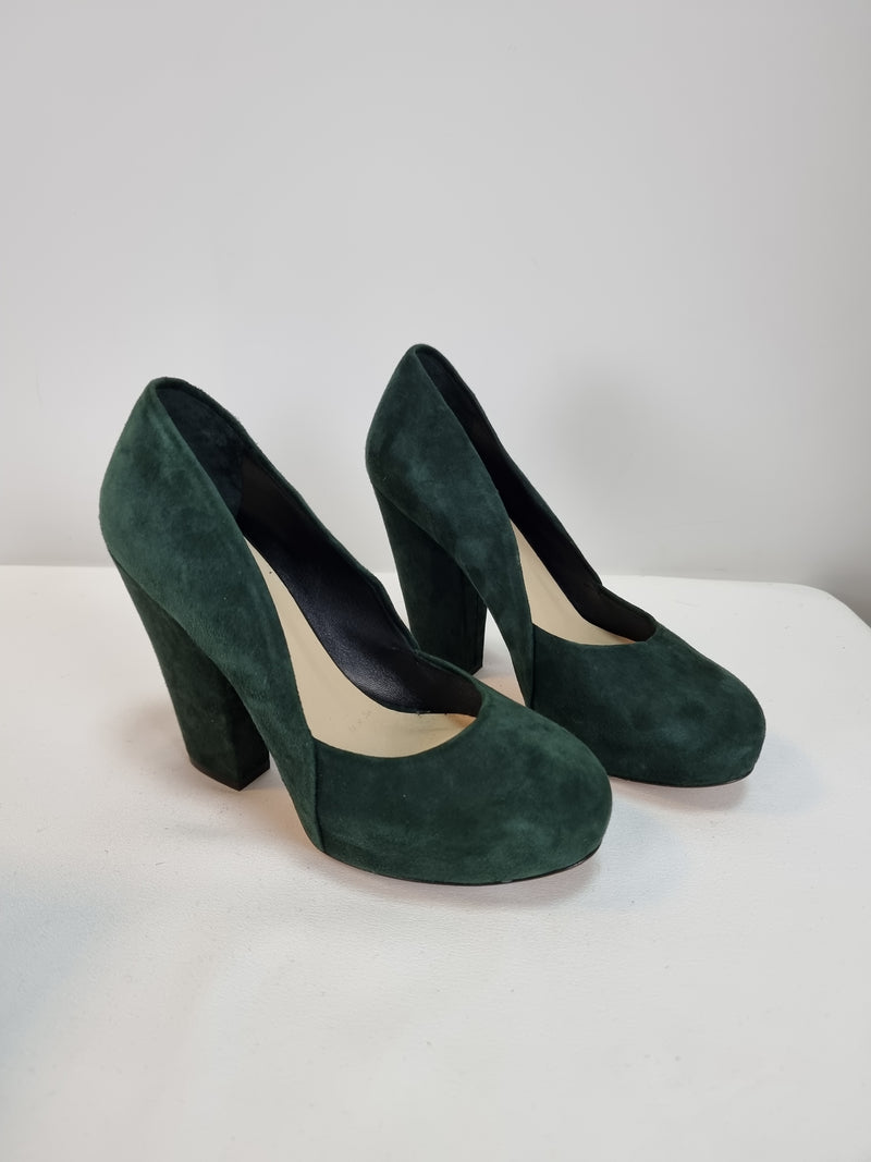 NICOLE FARHI Suede Green Heels