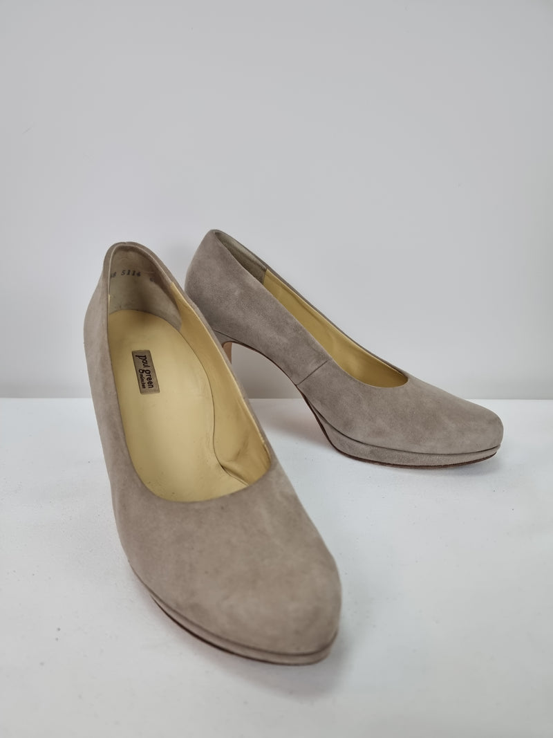 PAUL GREEN Taupe Suede Platform 6.5