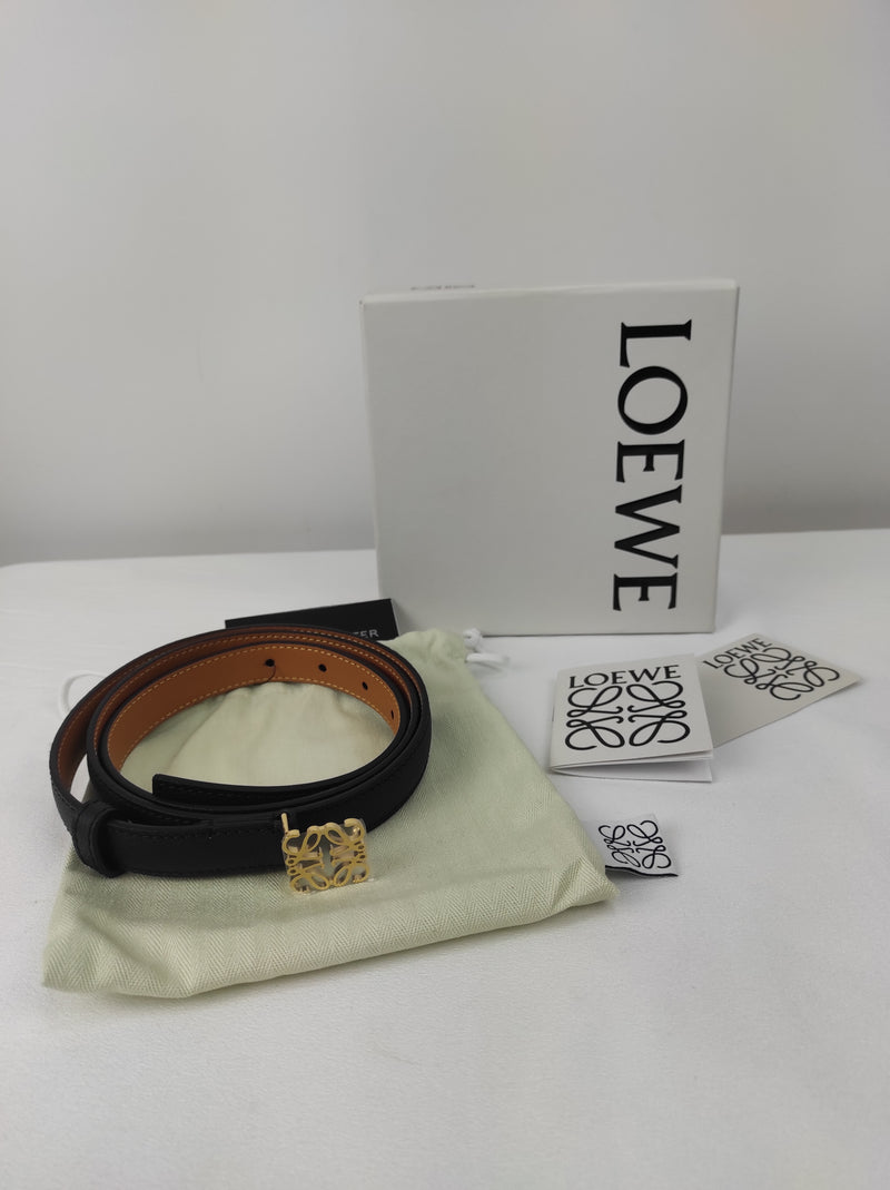 LOEWE Anagram Buckle Leather Thin Belt