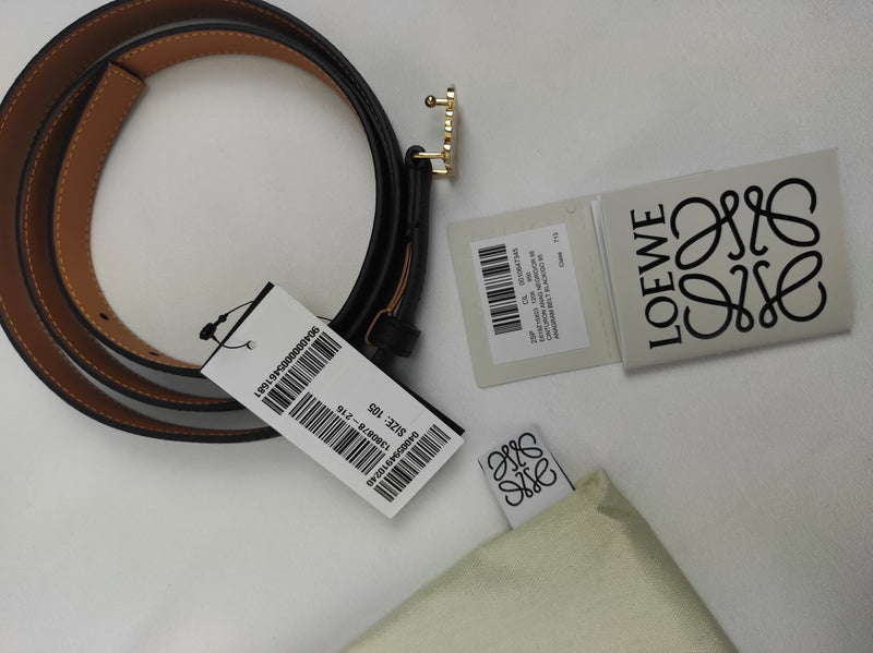 LOEWE Anagram Buckle Leather Thin Belt