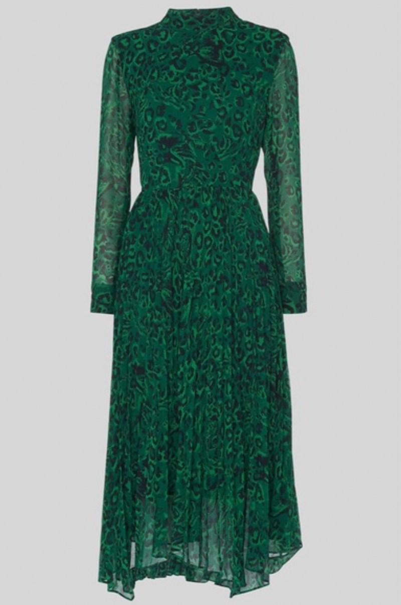 WHISTLES Green Pattern Dress