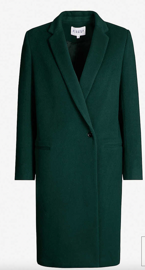 CLAUDIE PIERLOT Forest Green Long Length Coat Size 36