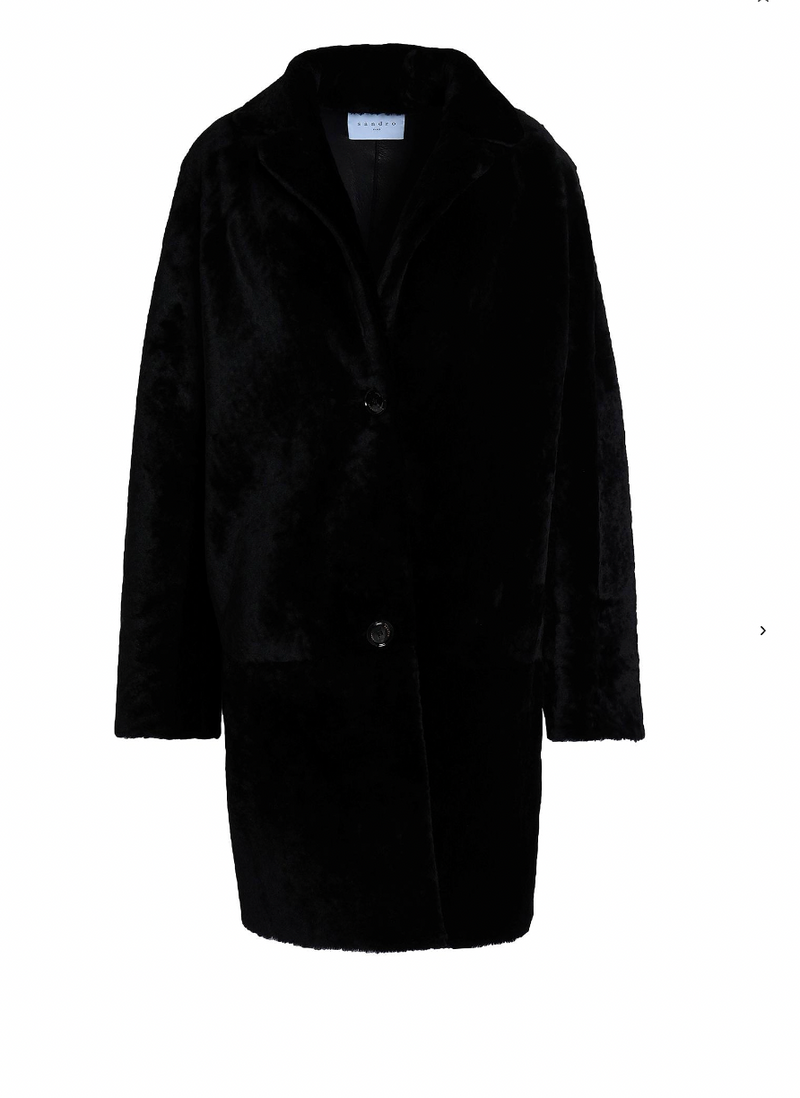 SANDRO Black Teddy Coat