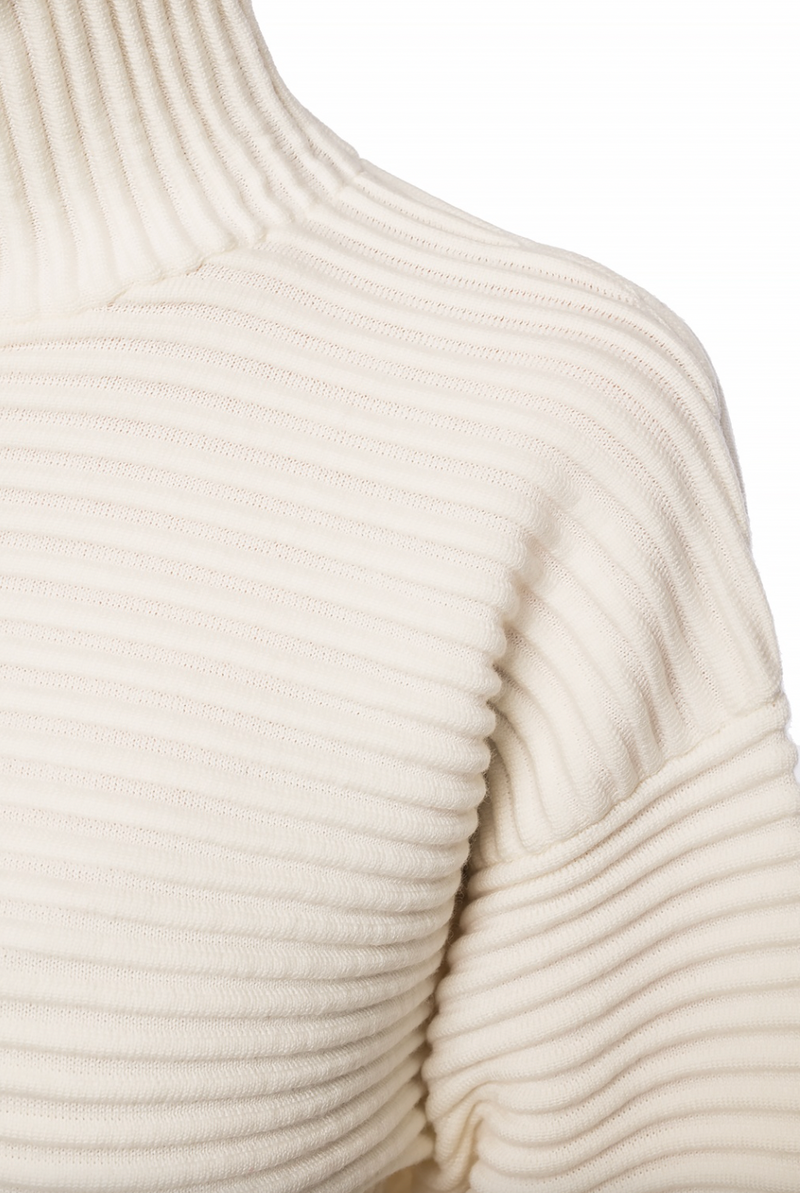 VICTORIA BECKHAM Cream Ribbed Sweater Size M