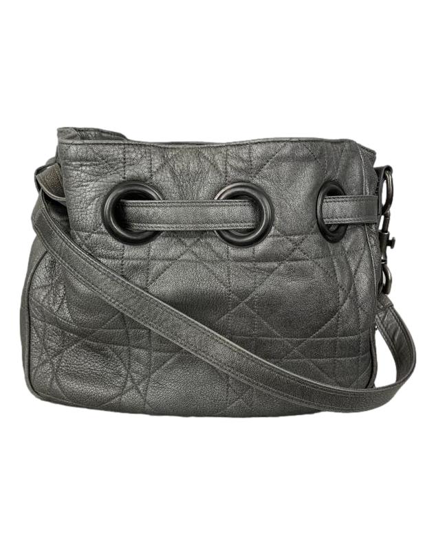 CHRISTIAN DIOR Quilted Leather Cannage Drawstring Tote Bag