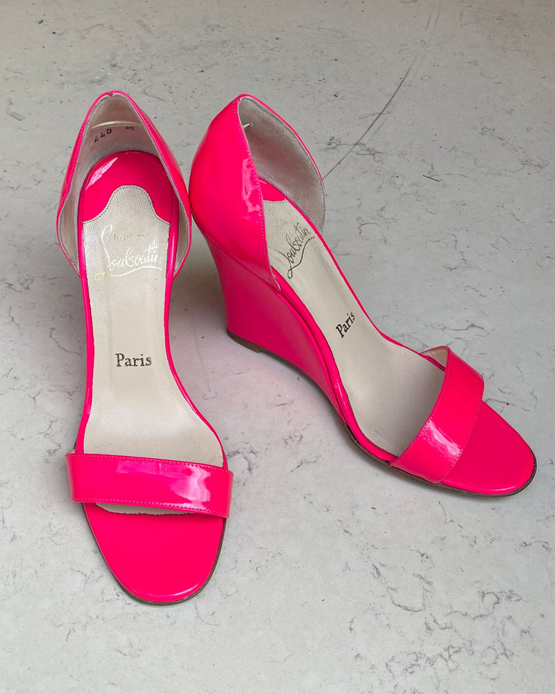 CHRISTIAN LOUBOUTIN Patent Leather Wedges