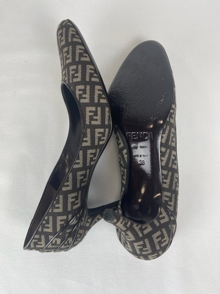 FENDI Monogram Canvas Pumps Size UK 5