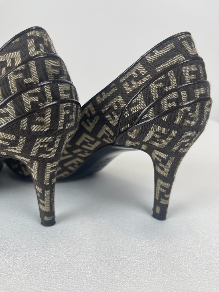 FENDI Monogram Canvas Pumps Size UK 5