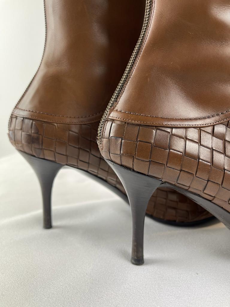 BOTTEGA VENETA Intrecciato Leather Knee-high Boots Size UK 5-6