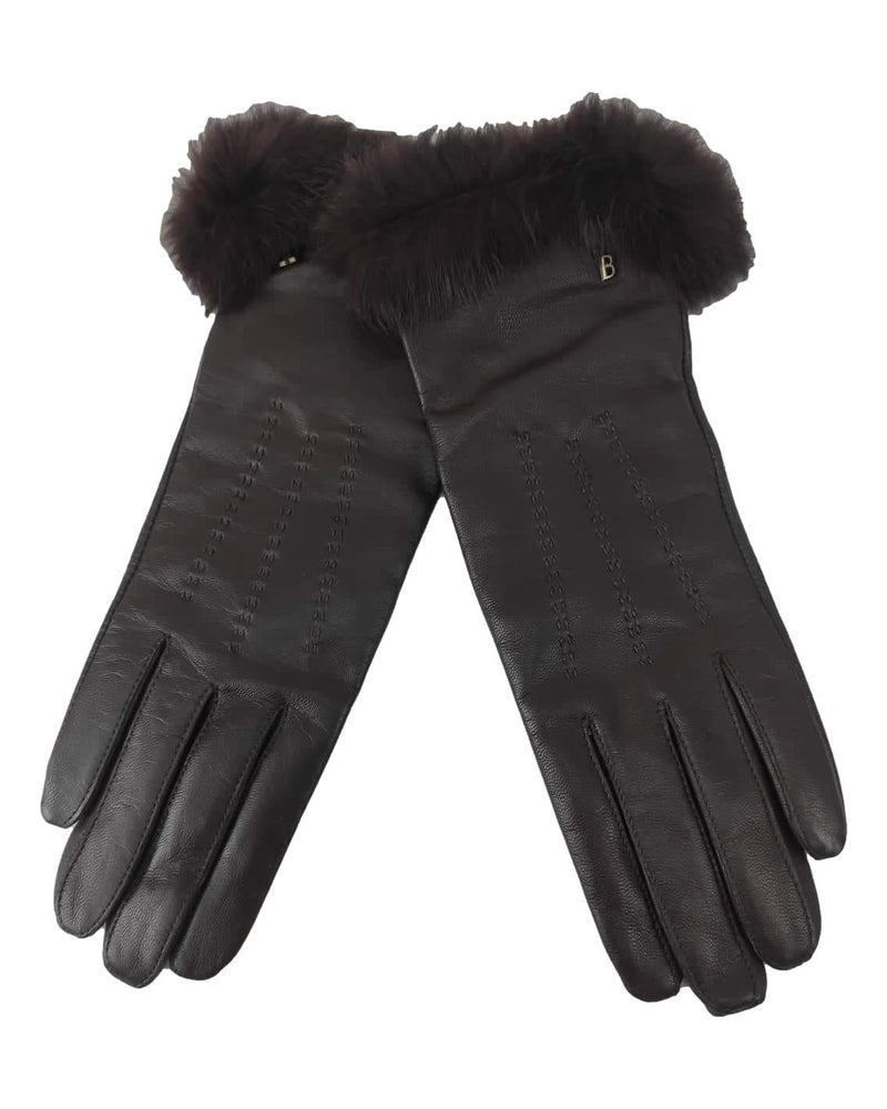 BASLER Dark Brown Fur Trim Gloves