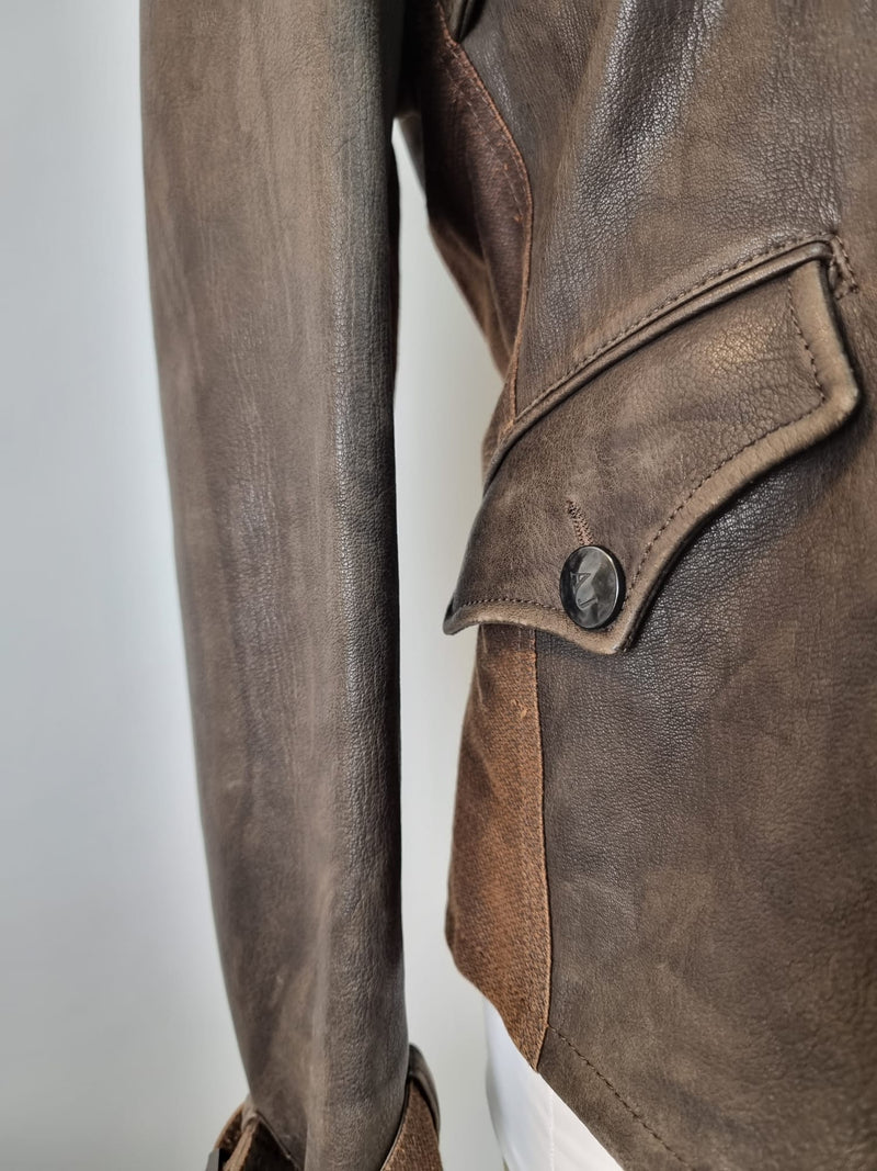 ARMANI JEANS Brown Leather Jacket
