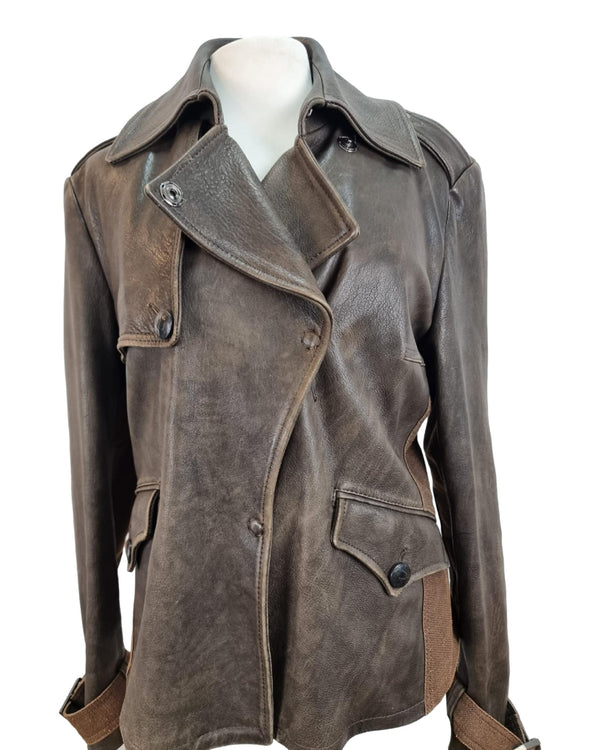 ARMANI JEANS Brown Leather Jacket